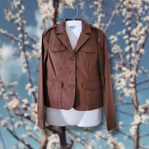 ✨️HP✨️Theory | Chic Brown Military-Style Tailored Utility Jacket (SIZE 4)
